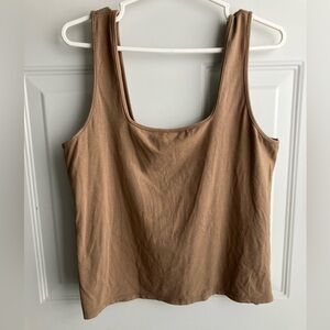 Jax & Lennon square neck cropped tank top brown neutral XXL